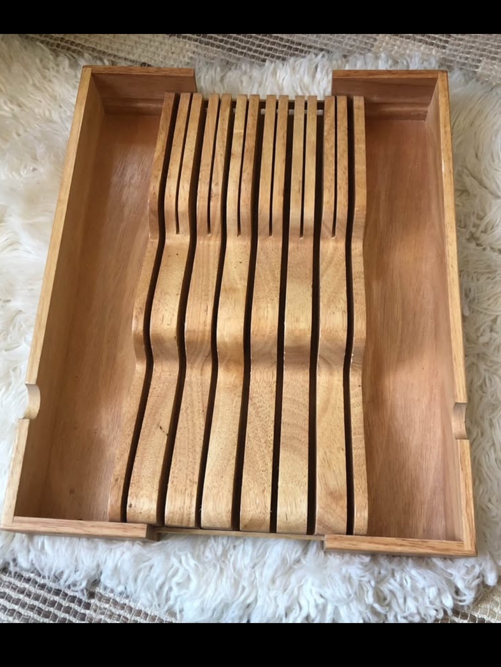 Wooden Knife Drawer Organizer Tray - Natural Wood